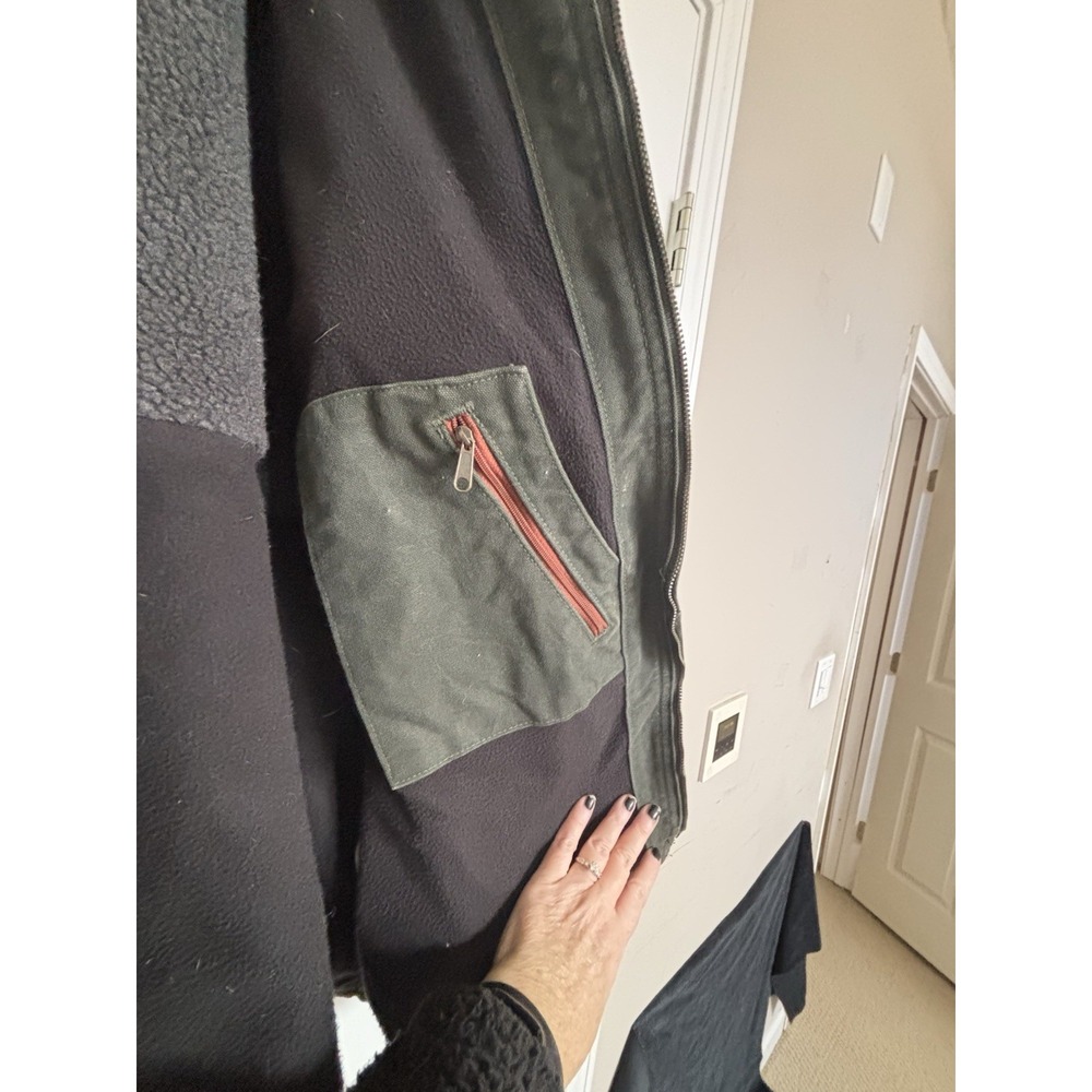 Carhartt Green Jacket Sherpa Lined RN 14806 Zips 5 Pockets Pre-owned Banded Slvs - Picture 5 of 7